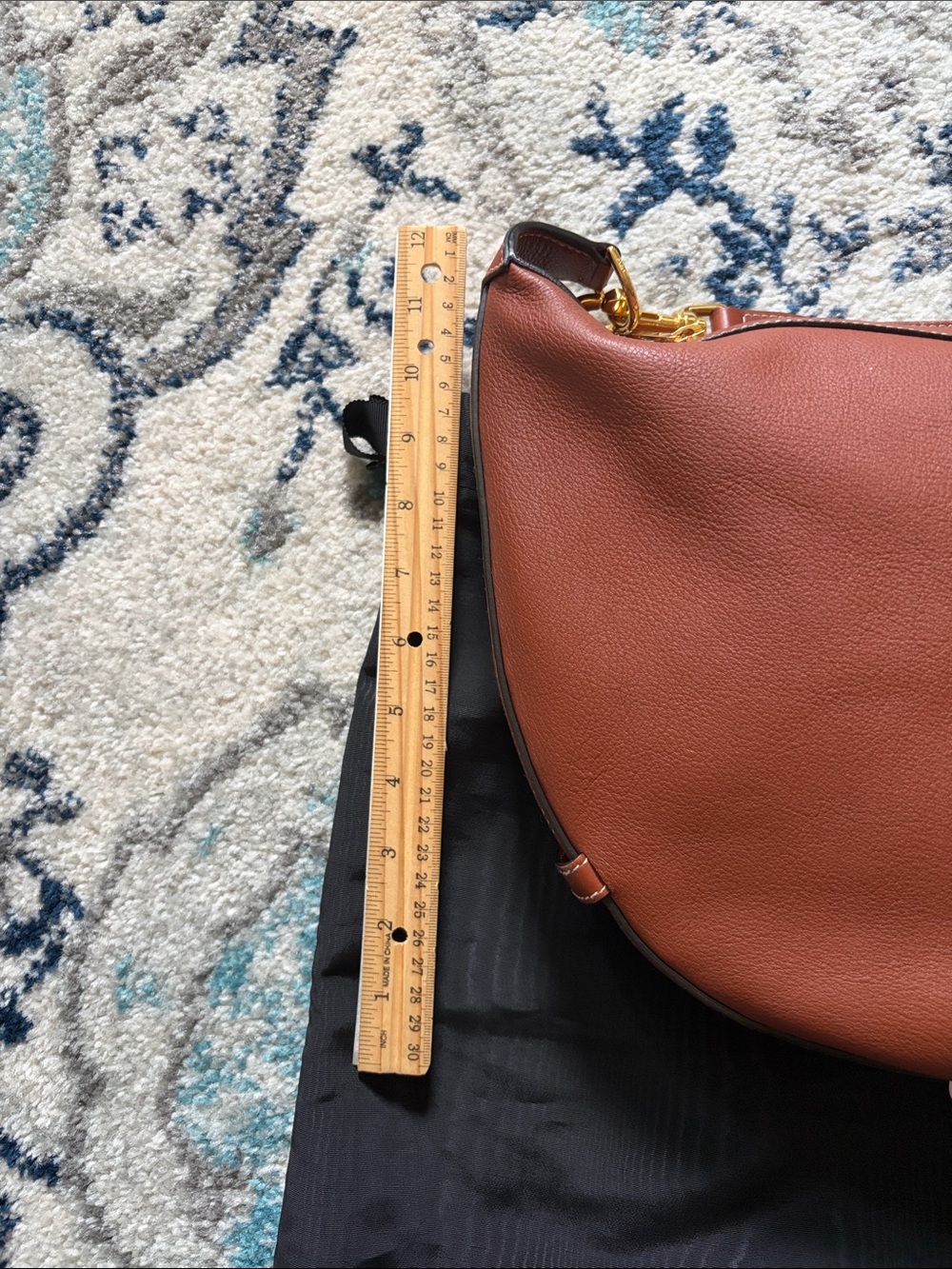 Celine Leandre Brown Leather Shoulder Bag with Gold Hardware - Picture 9 of 11